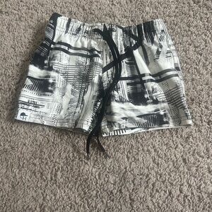 George Hats Black and White Graphic Swim Trunks